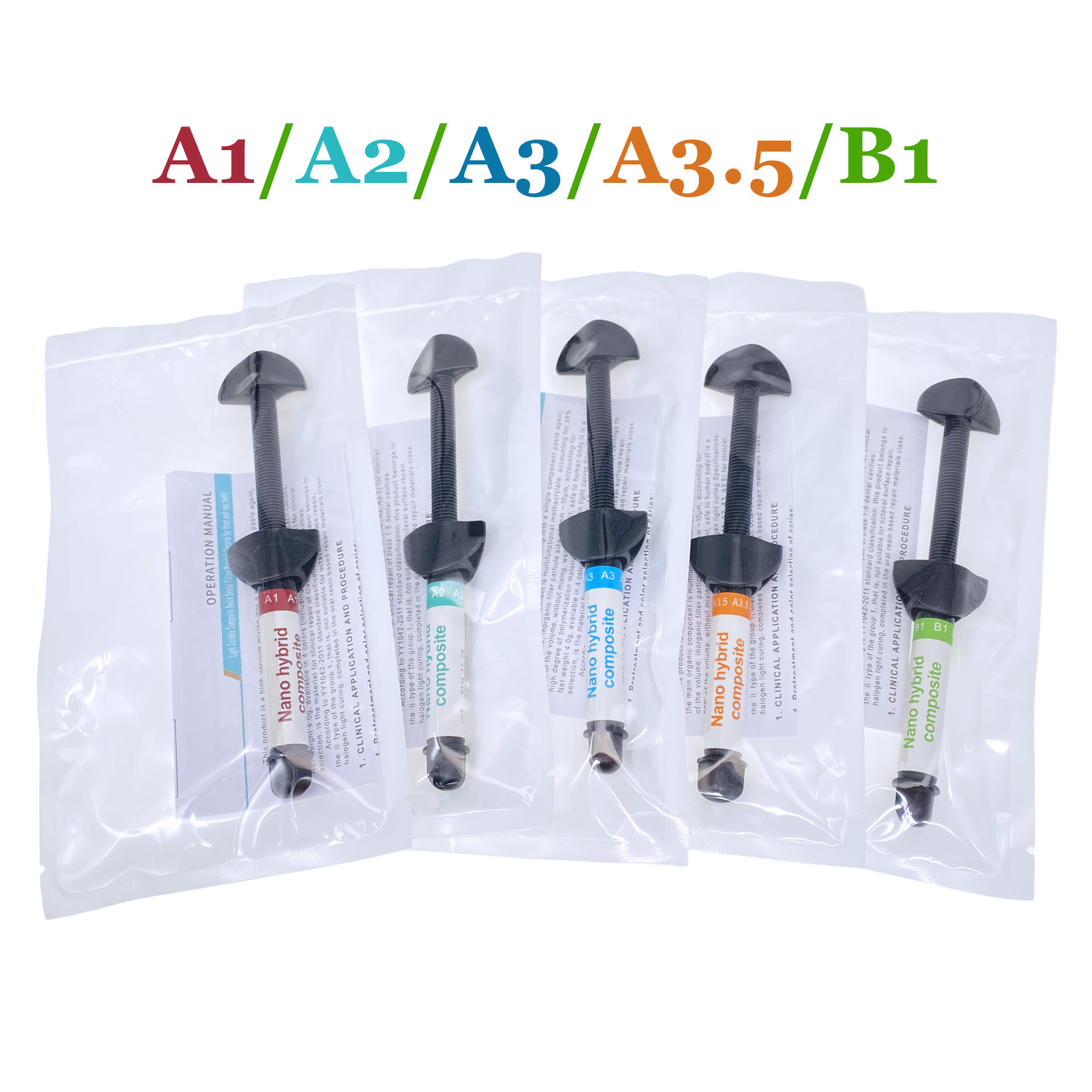 Dental Light Cure Nano Hybrid Resin Composite All Shades 1 x4gram syring