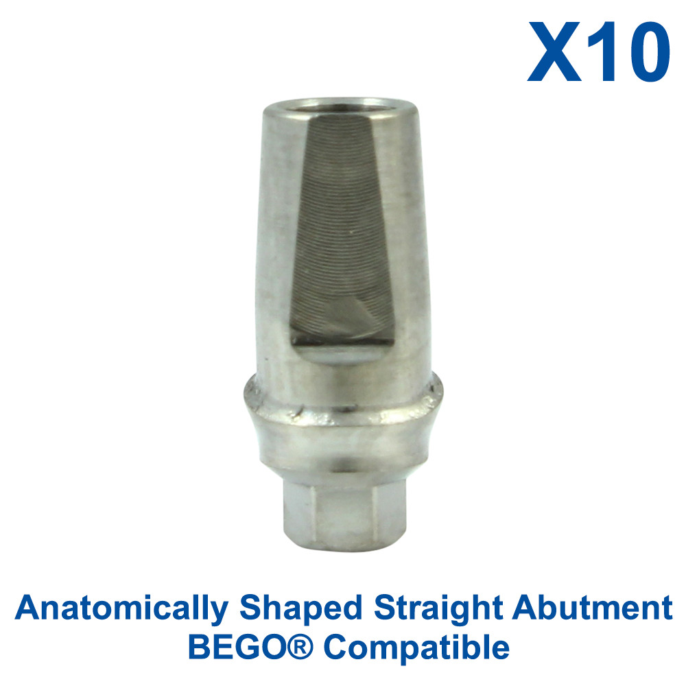 10 Dental Fixture BEGO Compatible Anatomicaly Shaped Straight Adapter Head 57848