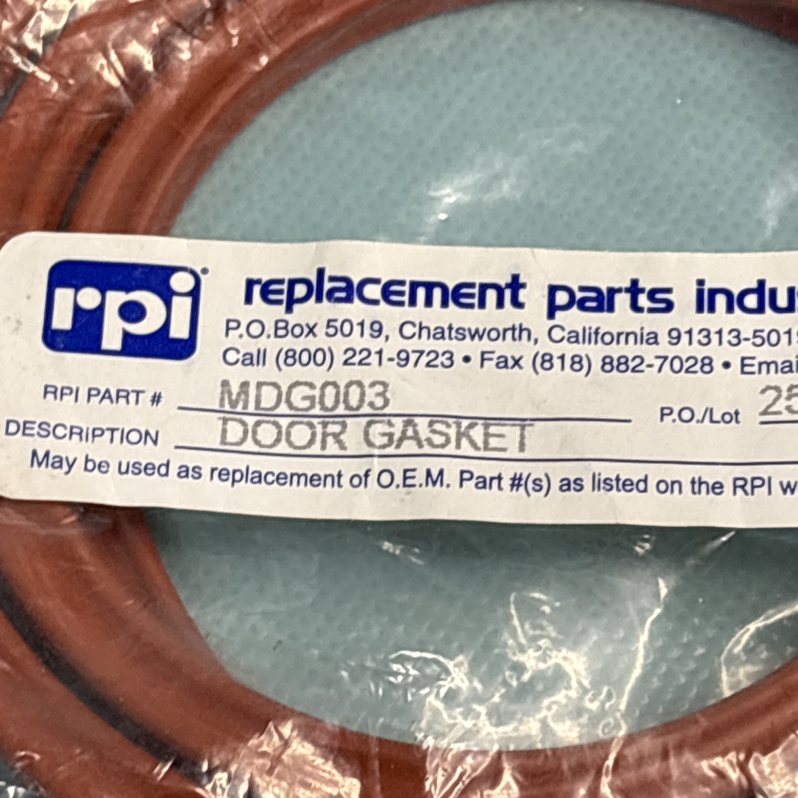 RPI Part #MDG003 DOOR GASKET (QUAD RING) ChemiClave Aquaclave 260006701
