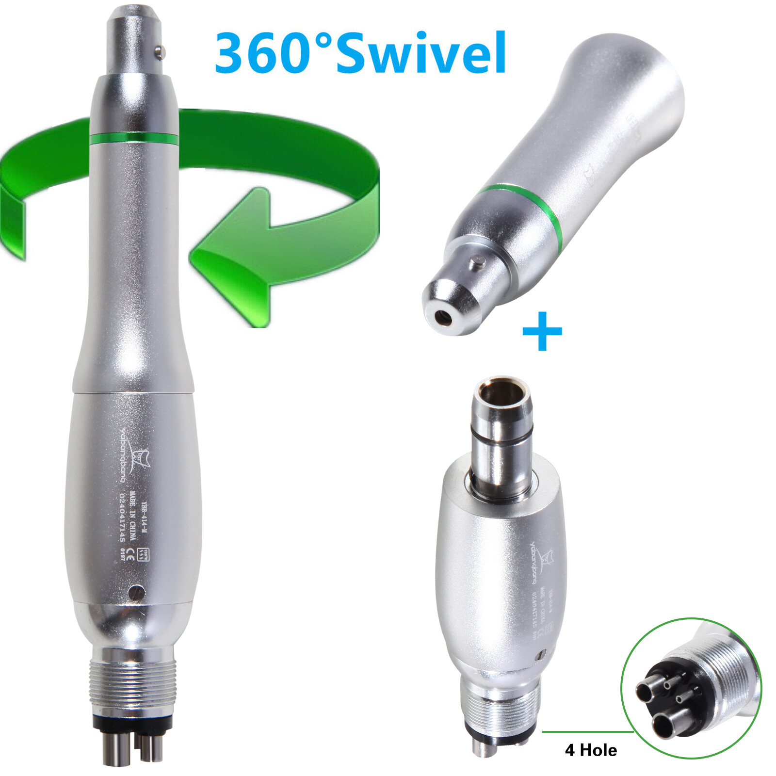 360°Swivel Dental Hygiene Prophy Handpiece Air Motor 4 Hole & 4:1 Nose Cone YB
