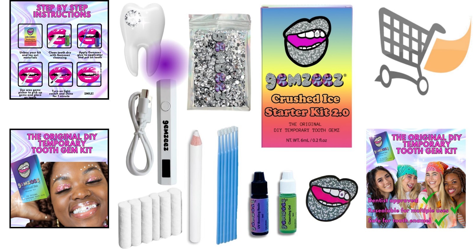 DIY Tooth Gemz Starter Kit Rhinestone Temporary Smile Decoration Fun