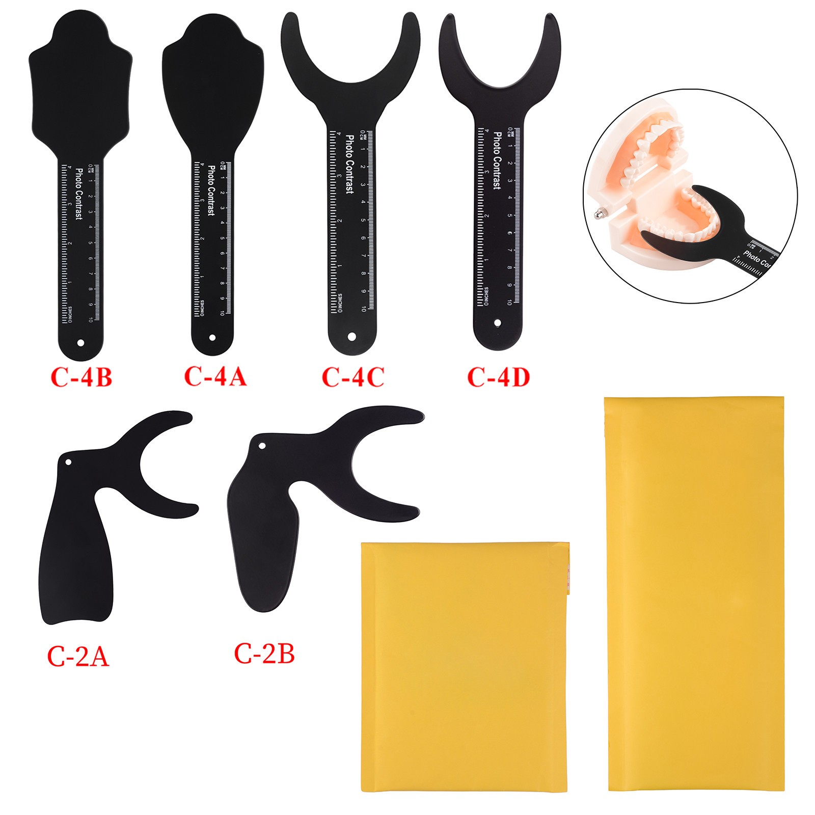 6PCS Autoclavable Dental Orthodontic Photo Contrast Black Background Photography