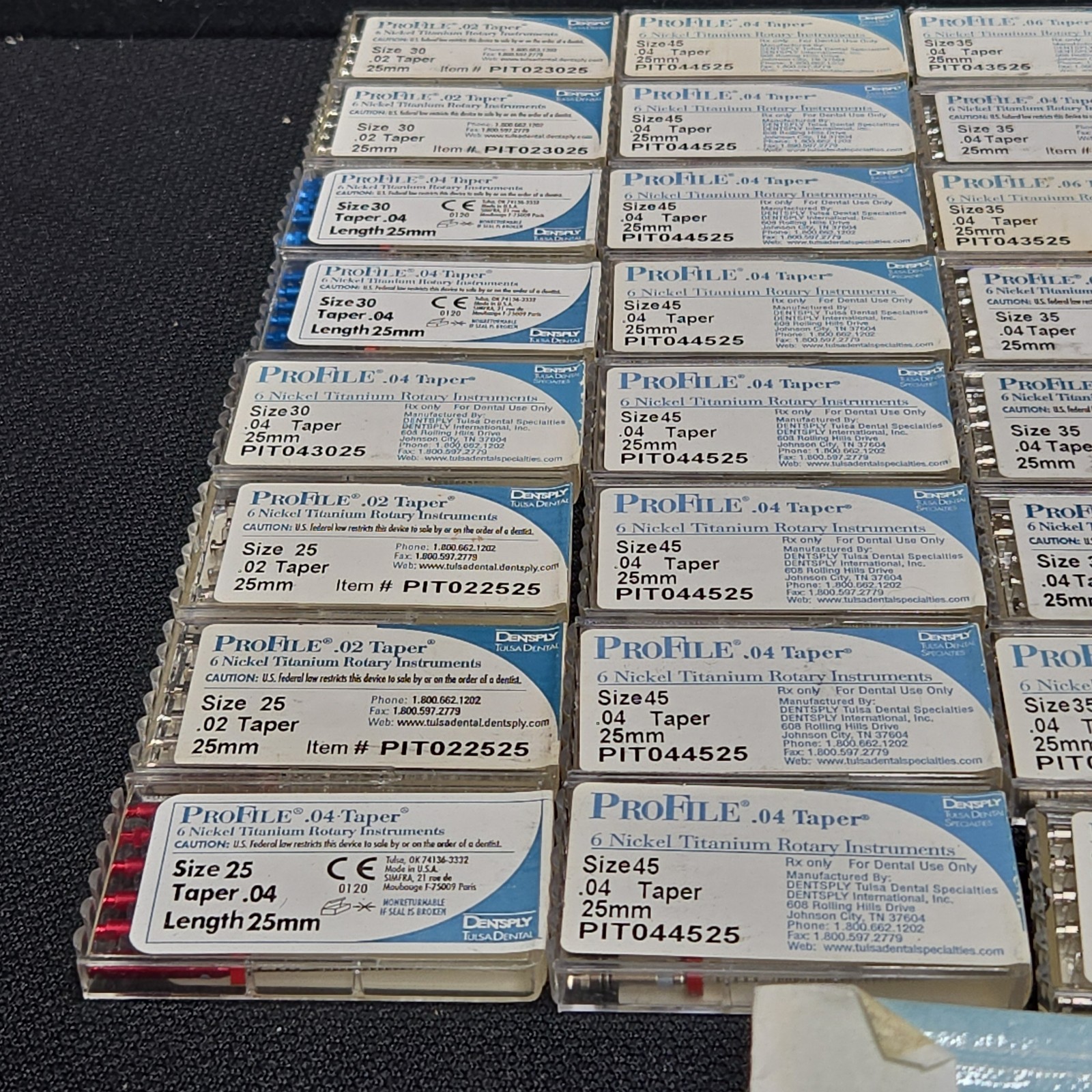 Huge Lot Dentsply ProFile Nickel Titanium Rotary Instruments All Sizes 25mm A40