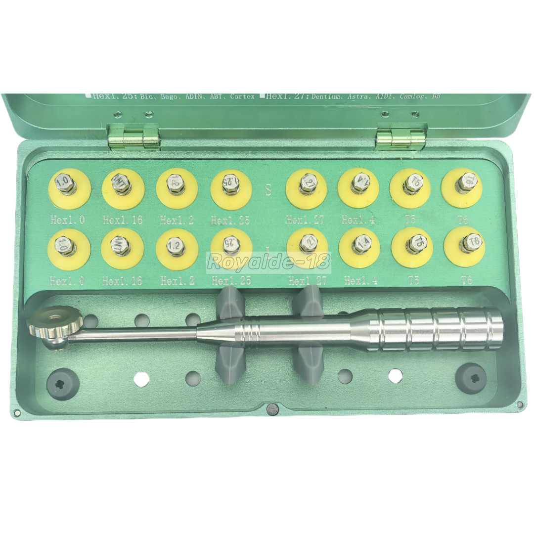 Dental Implan Screwdriver Tool Hand Torque Wrench Screw Metal Kit Hex T5/6 S/L