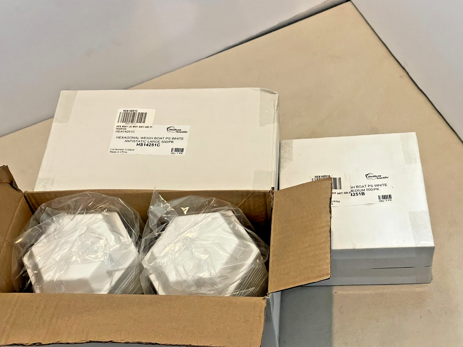 Heathrow Scientific Hex Boats (3 boxes: Medium (HS14251B) + Large (HS14251C)