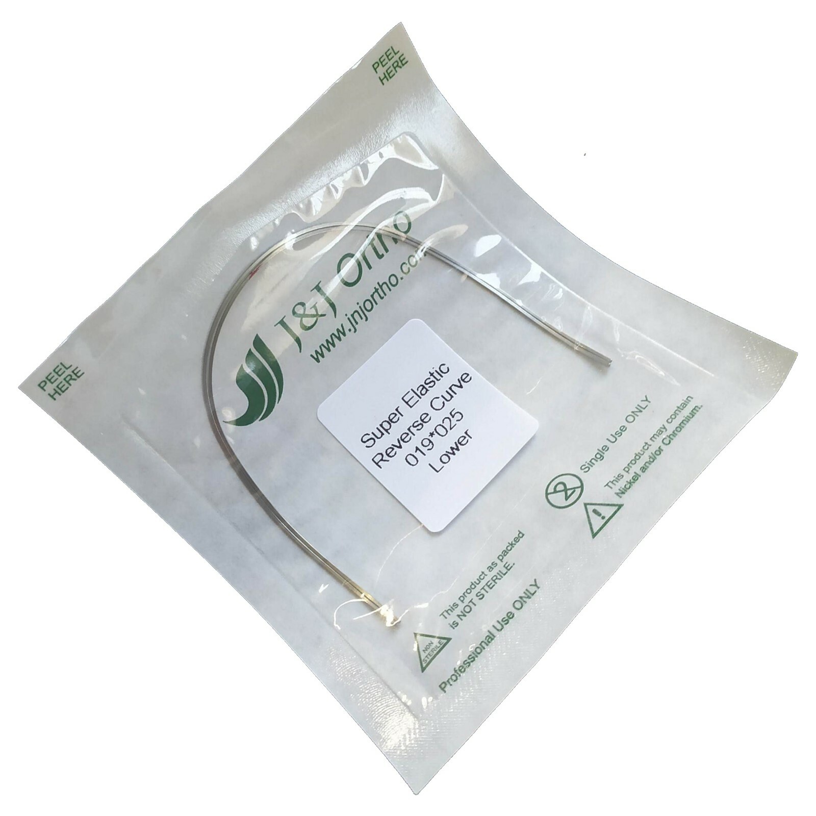 J&J Ortho™ Orthodontic NiTi Reverse Curve Arch Wire Round (2/pk) Straight Tail