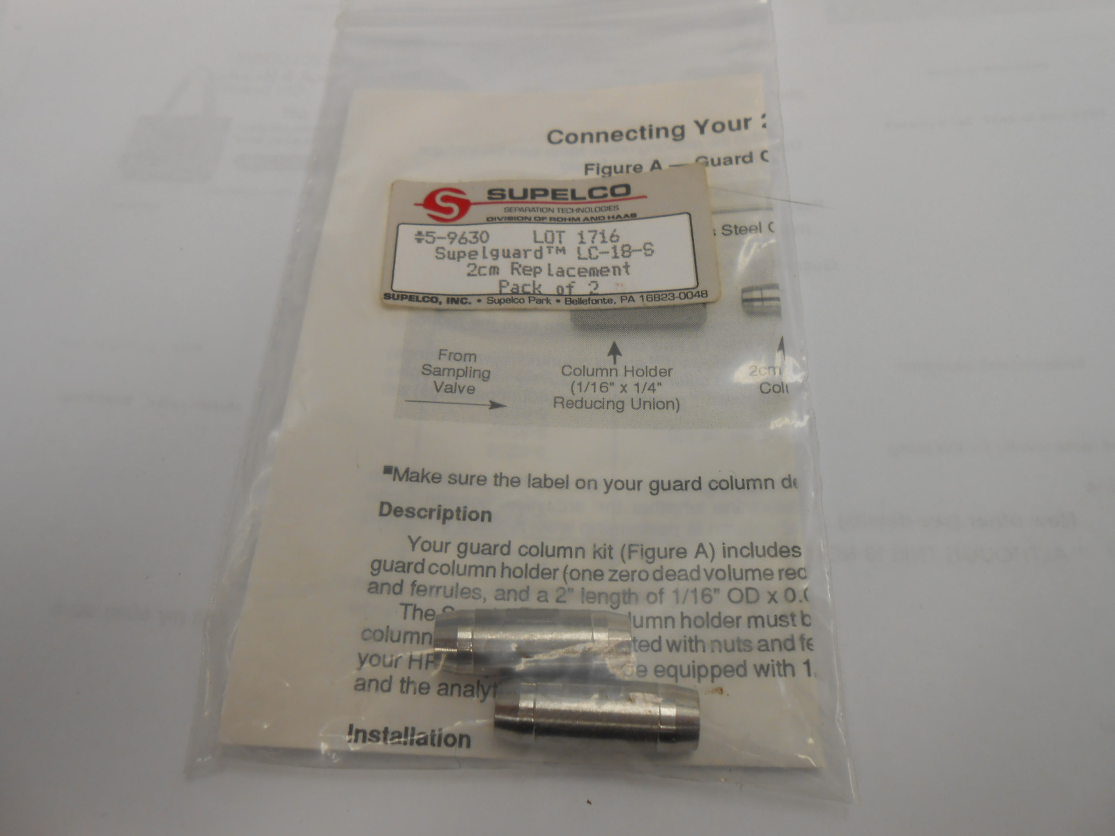 PACK OF 2 SUPELCO 5-9630 SUPELGUARD LC-18-S 2cm X 4mm 5µ COLUMN GUARD CARTRIDGE