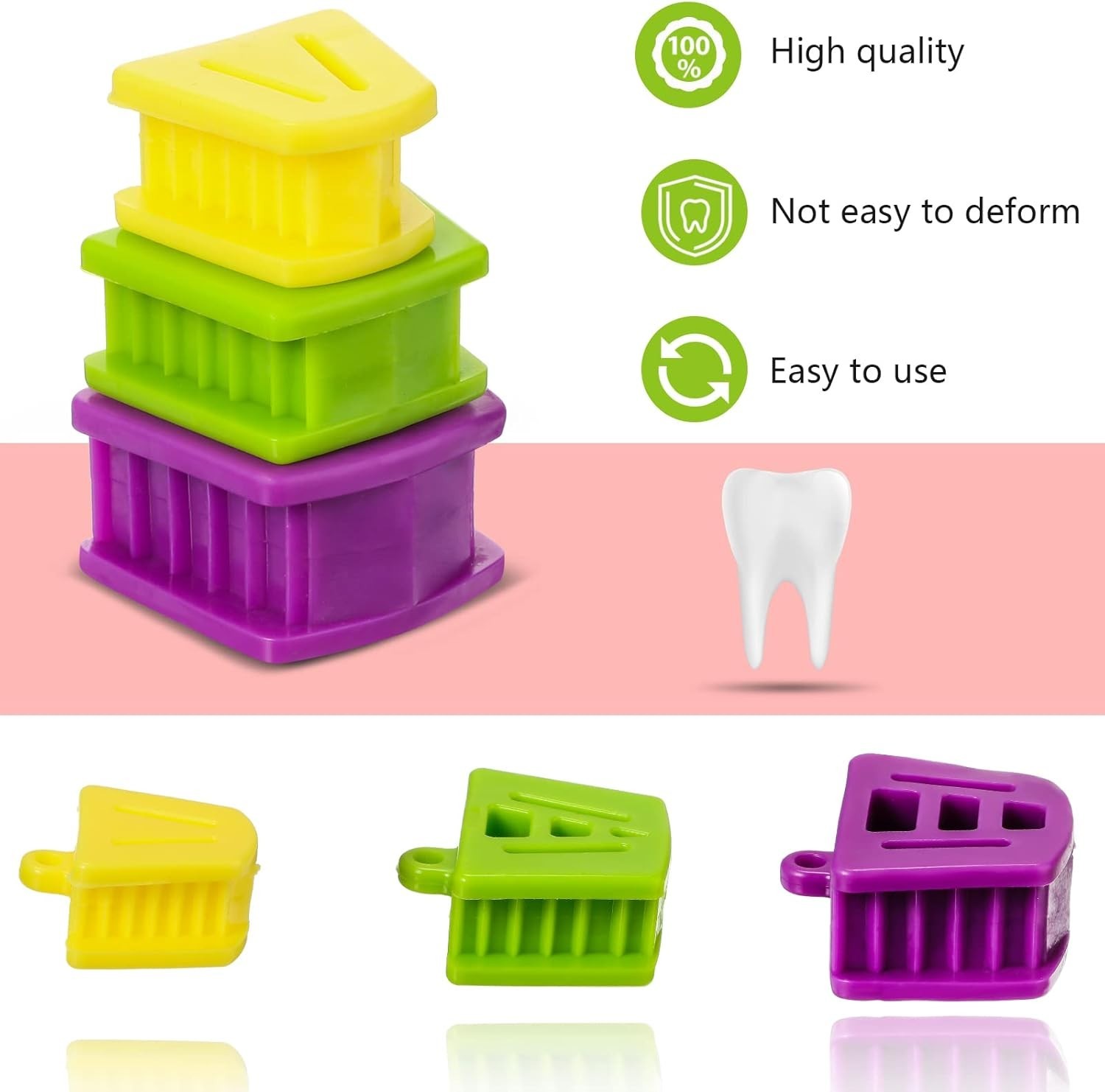 12 Pcs Color-Coded Dental Mouth Props – Silicone Blocks for Easy Size Selection