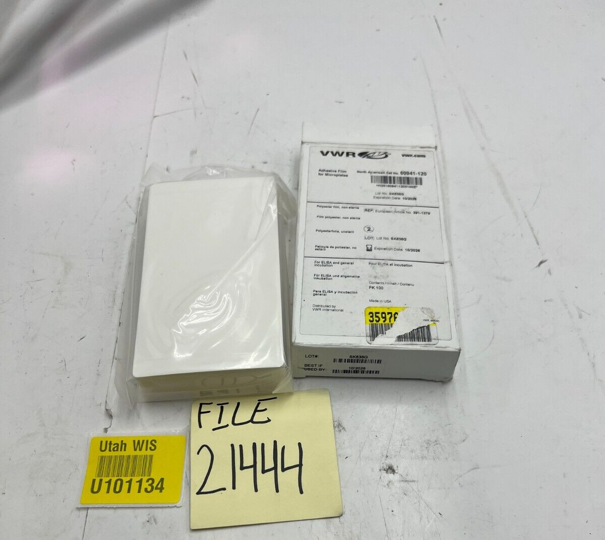 Pack of 100 VWR Adhesive Film 60941-120 for Microplates Polyester Non-Sterile