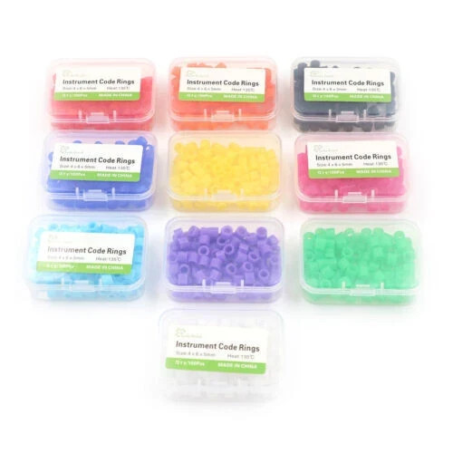 100 Pcs/Box Dental Silicone Autoclavable Hygienist Instrument Color Code Rings