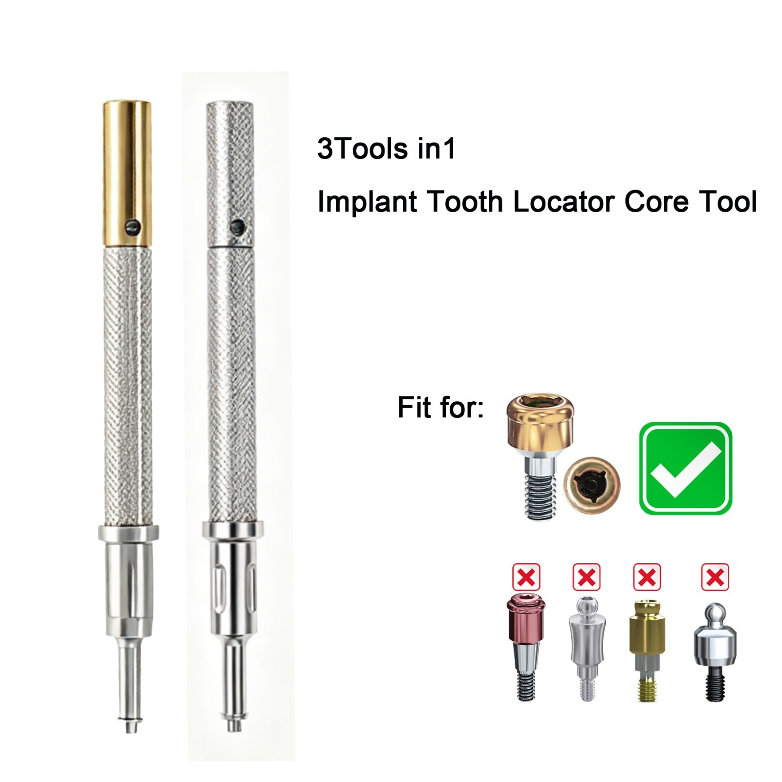 US Dental Multi-functional Locator Core Tool And Overdenture Retention Caps
