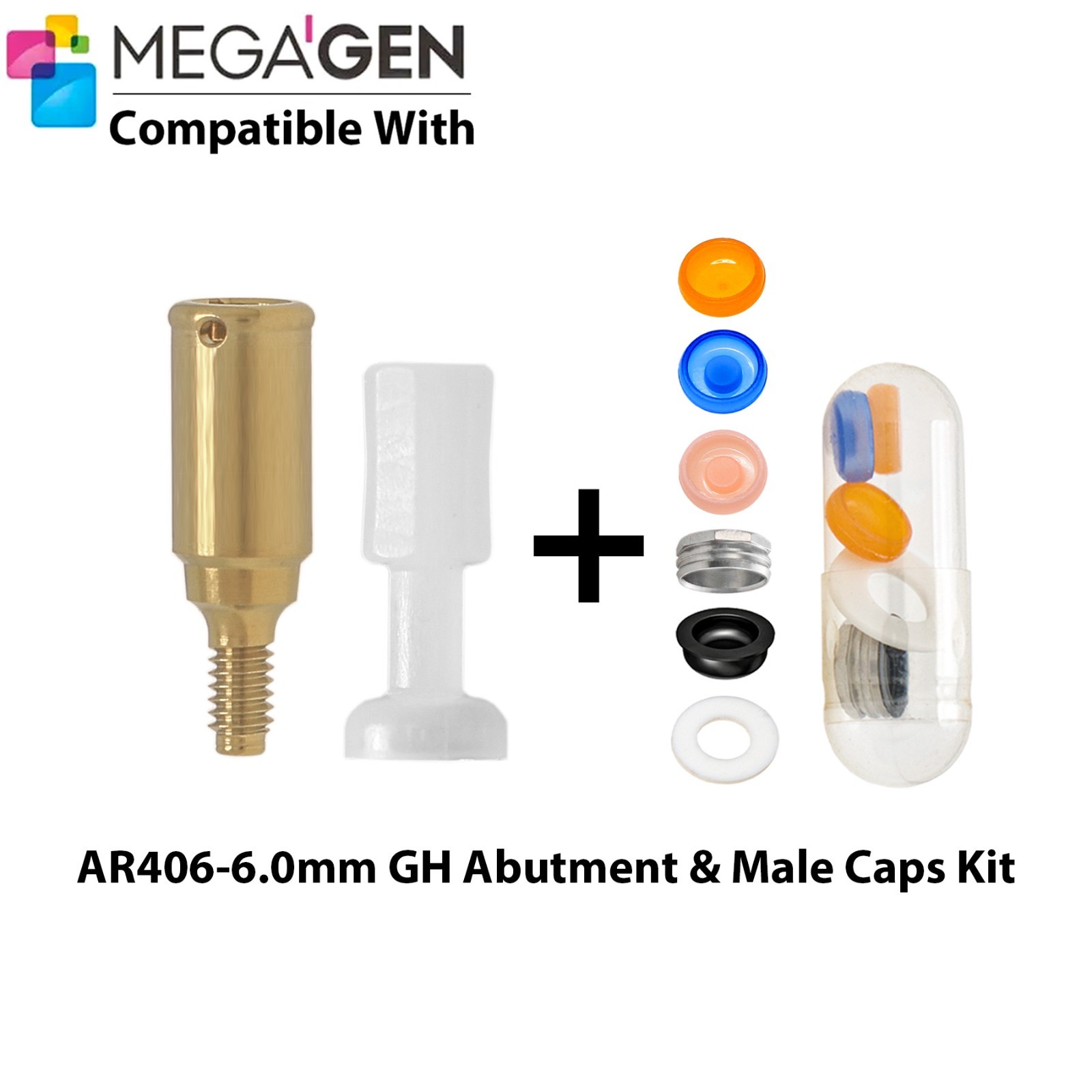 For MegaGen AnyRidge Locator Abutment GH 1-7mm & Overdenture Male Caps Removable