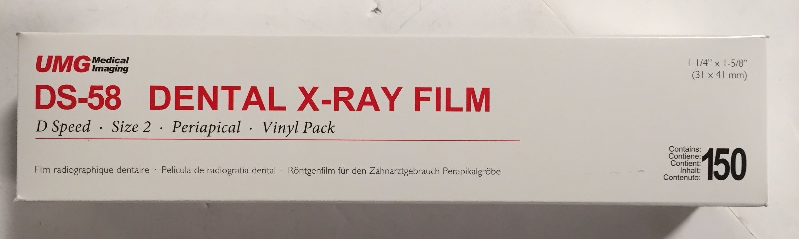 Dental UMG DS-58 Size 2 D Speed Periapical Vinyl Pack Dental X-Ray Film 150 /Box