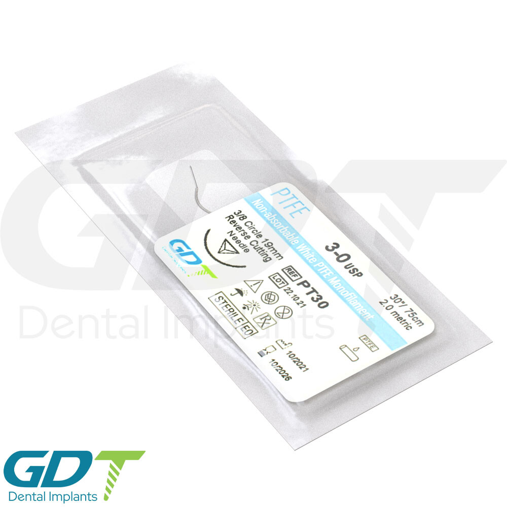 Synthetic Monofilament PTFE Sterile White Sutur3s 12pcs 19mm Reverse Cutting