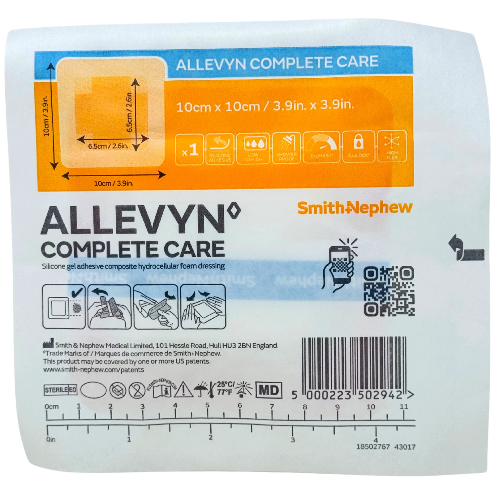 Allevyn Complete Care – Silicone Dressing 3.9″ x 3.9″ – Box of 10 Dressings