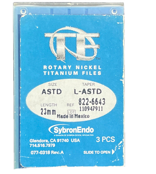 SybronEndo Rotary Nickel Titanium Files 23mm Size ASTD Taper L-ASTD Ref 8226642