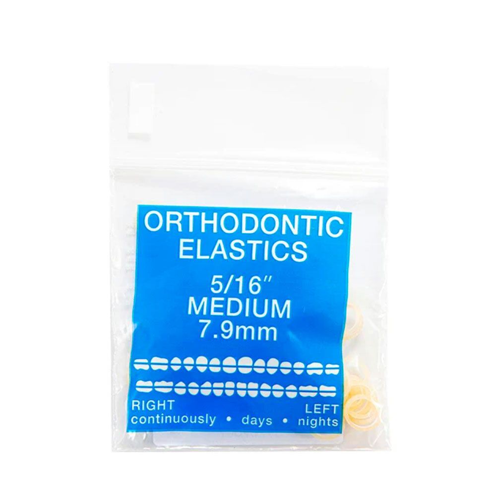 JMU Orthodontic Latex Elastics, Medium 5/16″, Yellow, 100/Bag