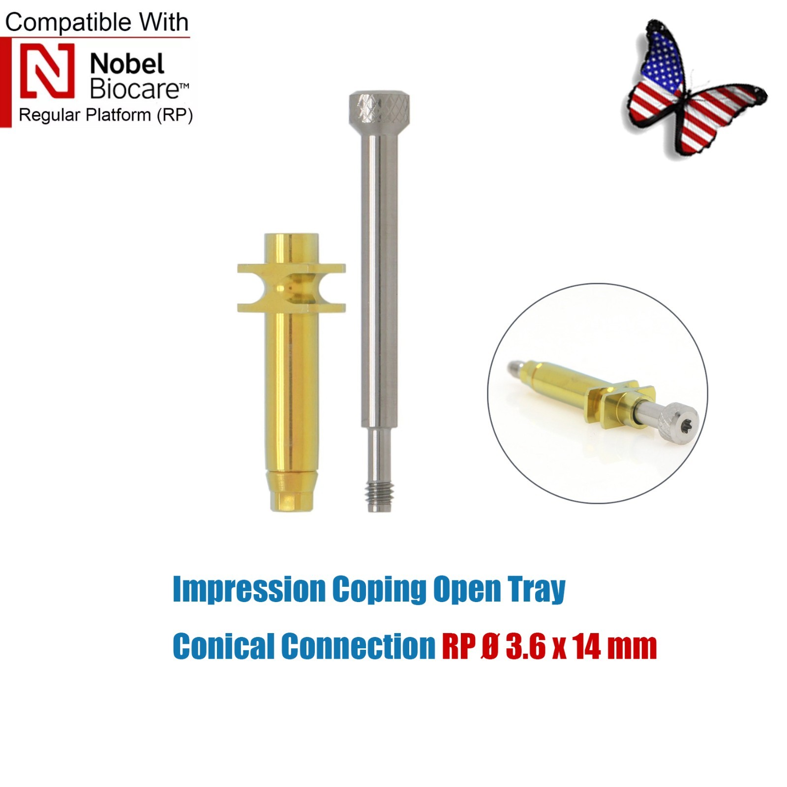 US For NobelActive Replace Internal Conical Open Tray Pick-Up Impression Coping