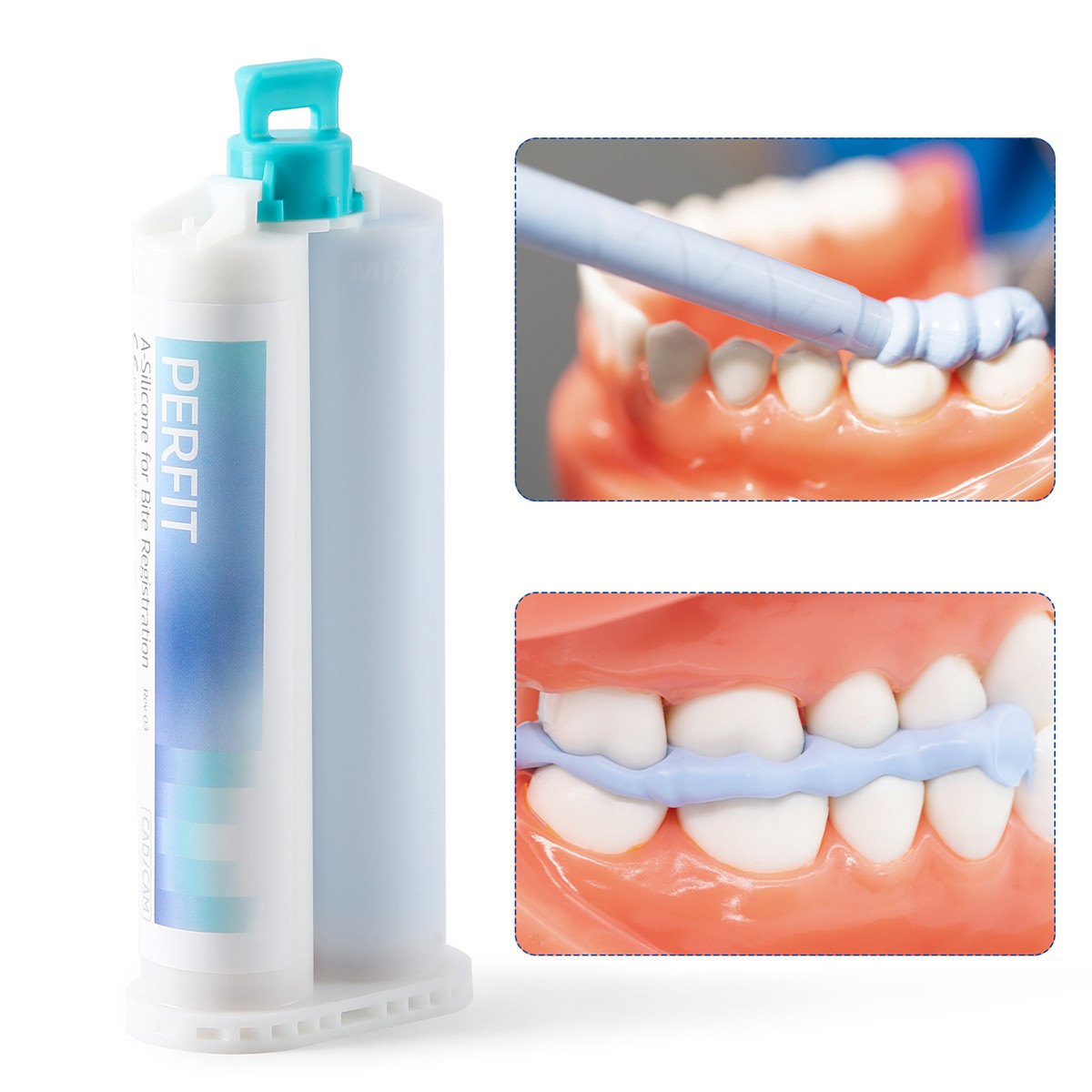 AZDENT 2pcs Dental Bite Registration Material Fast Set 50ML/pcs Mixing Tips