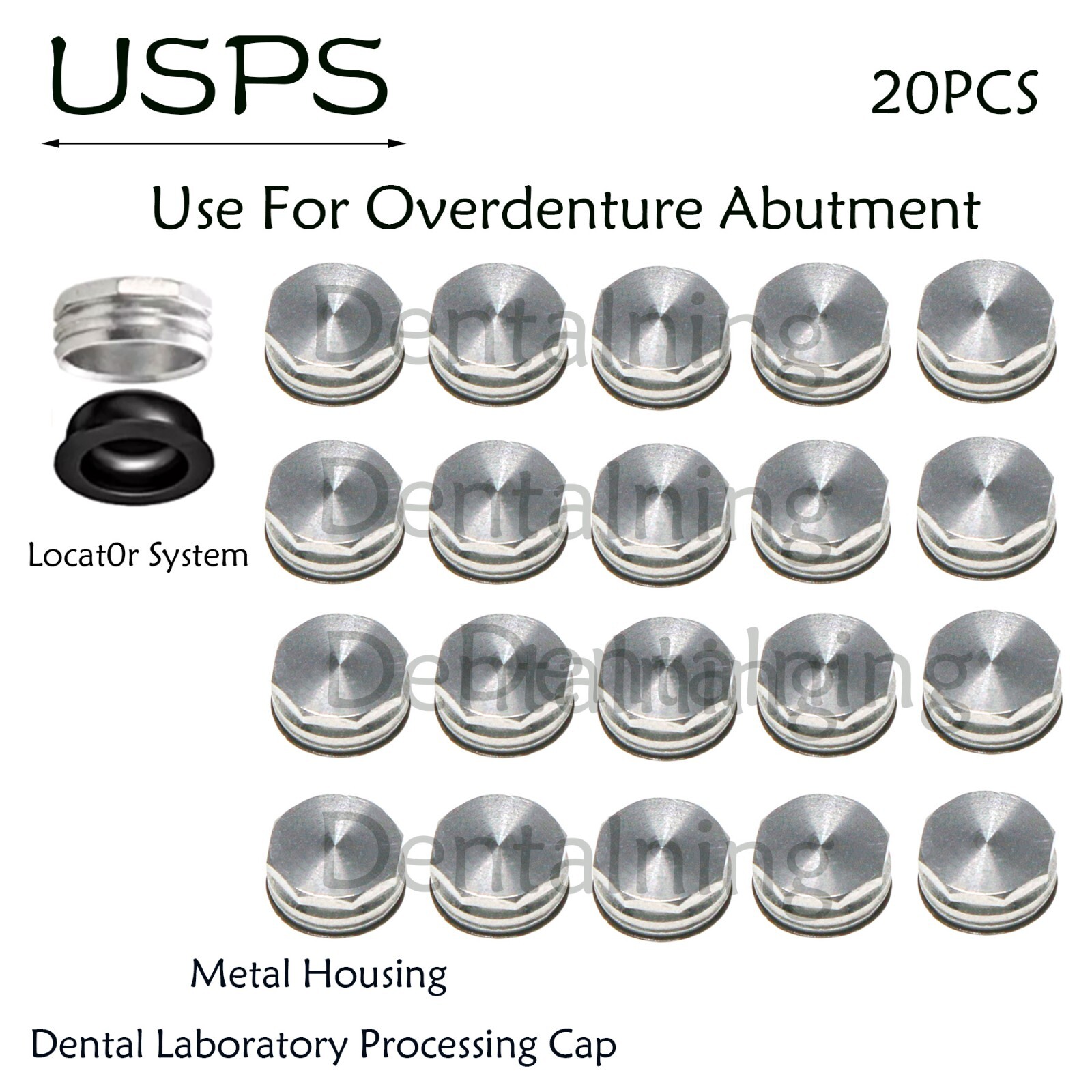 20Pcs Overdenture Locator Abutment Replacement Metal Housing & Lab Cap Assembly