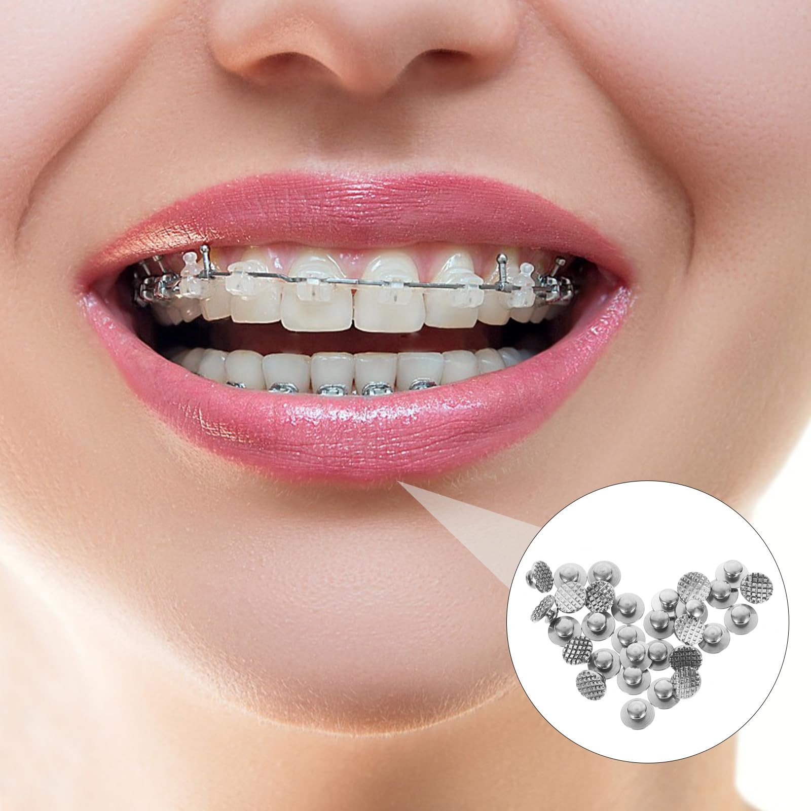 Healifty 30pcs Dental Orthodontic Lingual Buttons Bondable Round Base