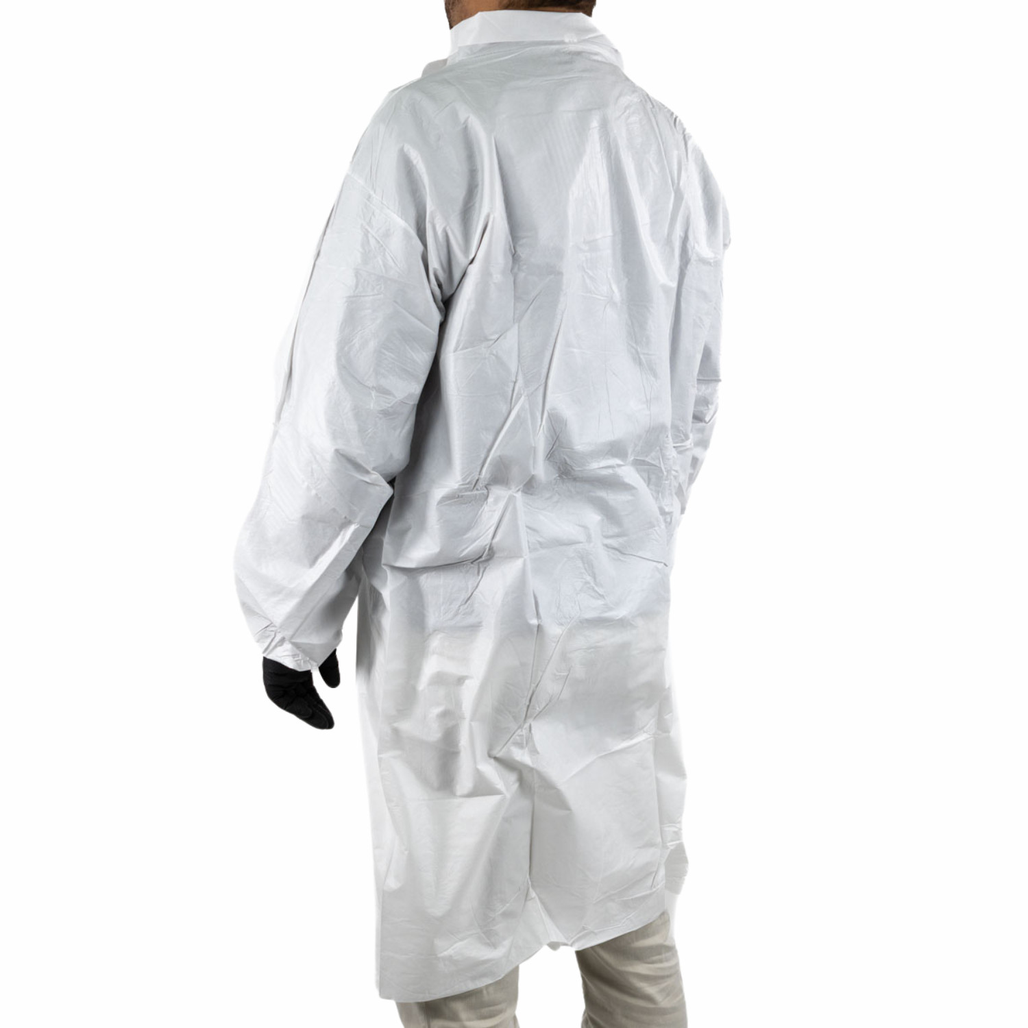 25-50 Microporous 50G White Medical Disposable Lab Coat Elastic Wrists No Pocket