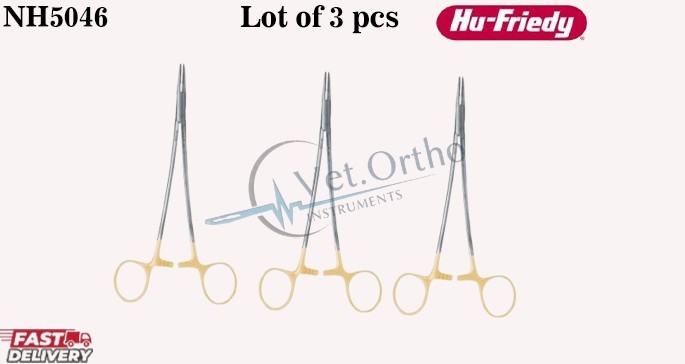 3X HU Friedy NH5046 DeBakey Perma Sharp™ Needle Holder/Scissors, 18 cm (7″)