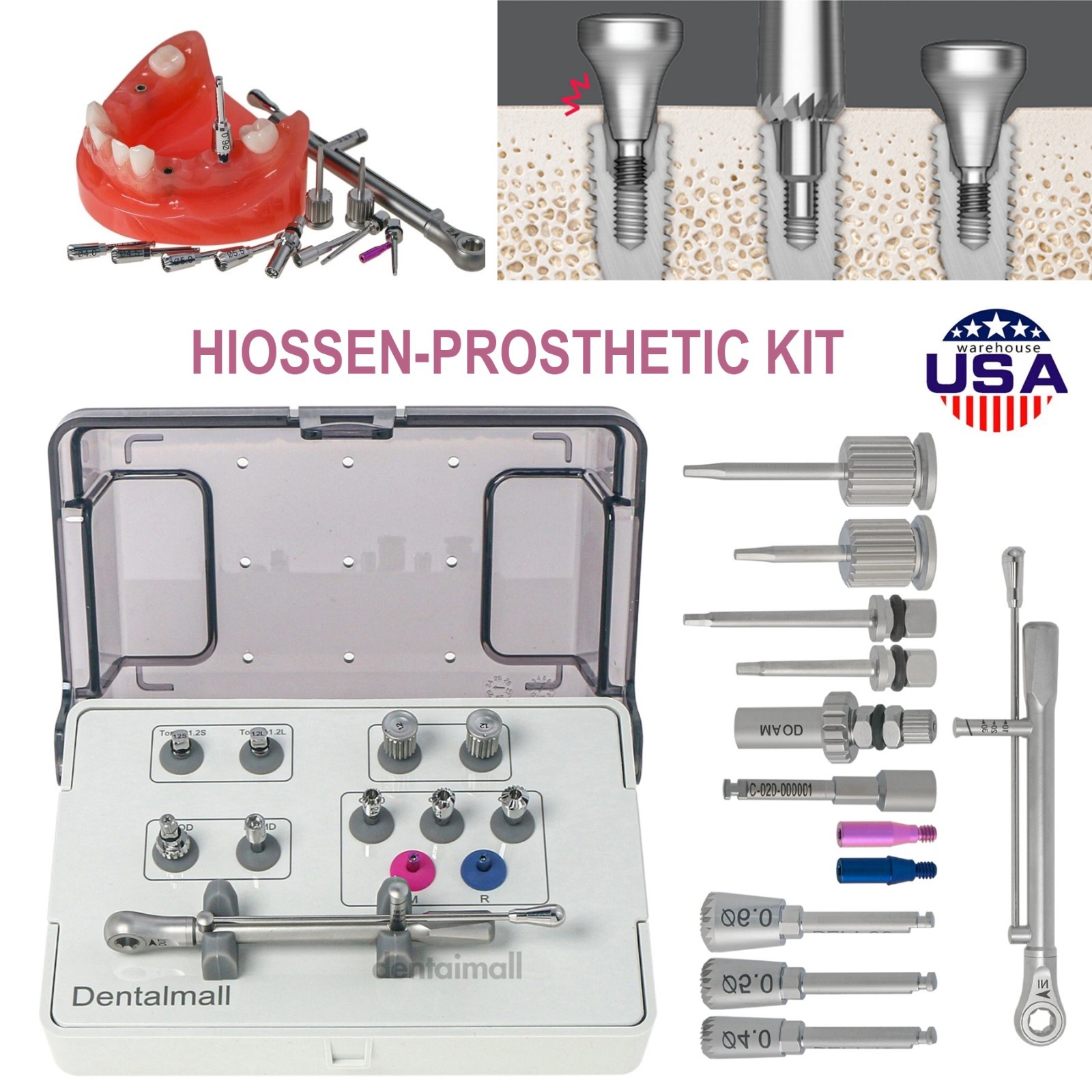 HIOSSEN OSSTEM PROSTHETIC KIT Implant Bone Profilers Torque Wrench Screwdrivers