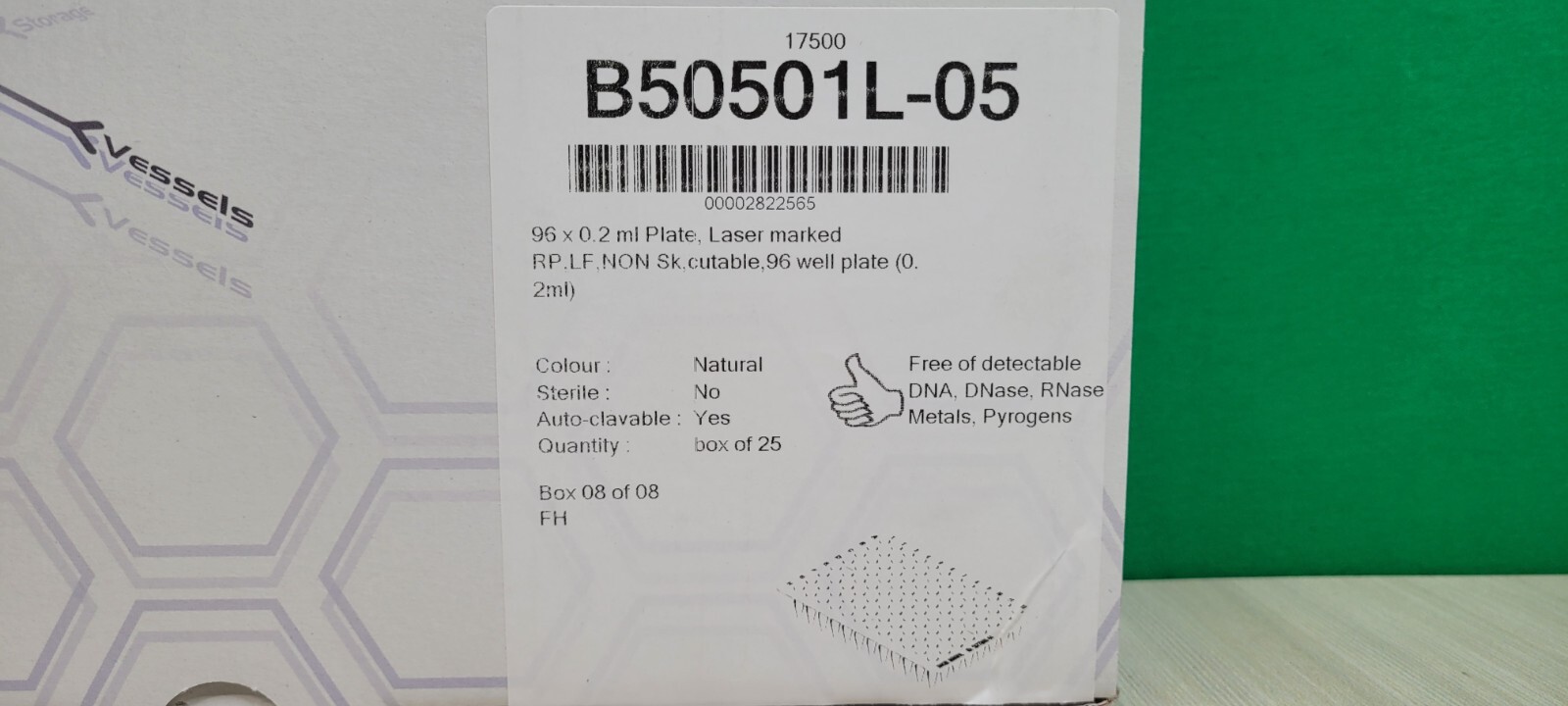 (QTY. 25) BIOPLASTICS 96 Well x 0.2 ml Plate, Laser Marked RP, LF, NON SK NEW