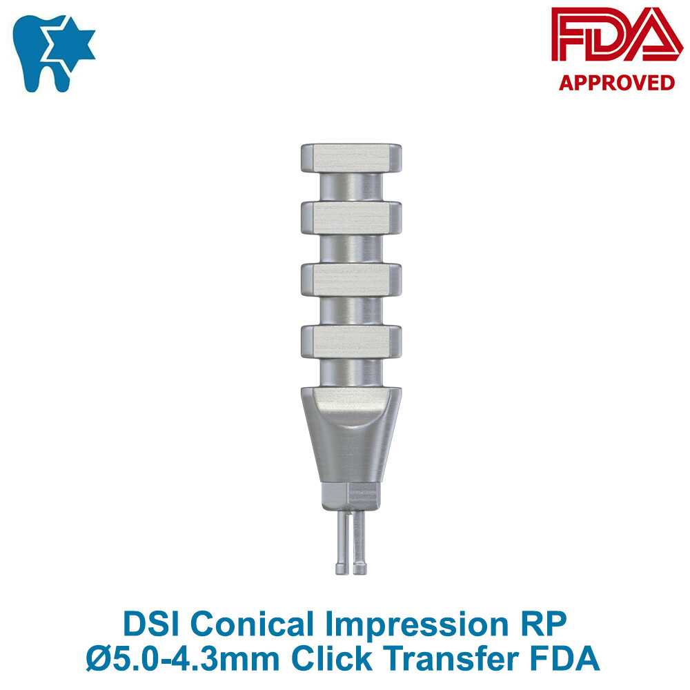 5x Dental Conical Impression Coping Regular RP Ø5.0-4.3mm Click Transfer