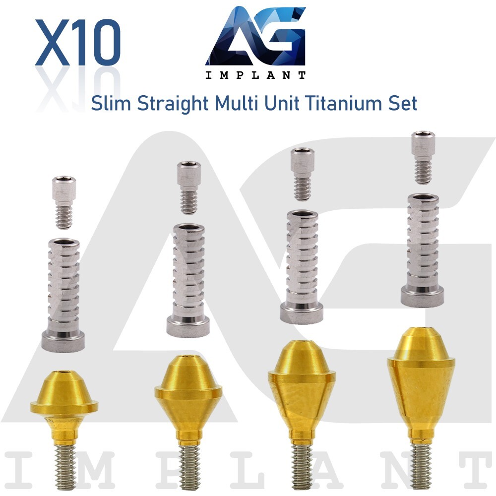 10 Slim Platform Straight Multi Unit 1.6 Prosthetic Titanium Set Internal Hex