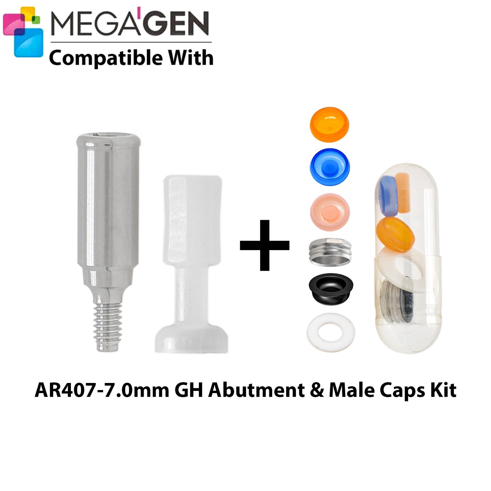 For MegaGen AnyRidge Locator Abutment GH 1-7mm & Overdenture Male Caps Removable
