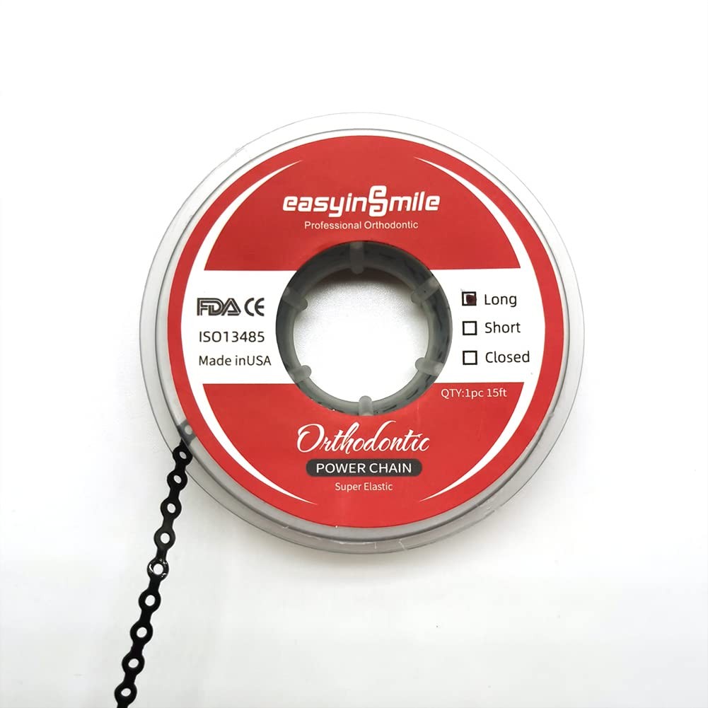 SNAWOP Dental Orthodontic Power Chain Multicolor Spool Elastic Long, Black