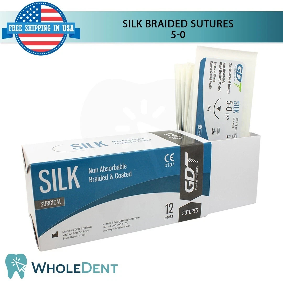 1X Atraumatic Nylon Suture Sewing Thread 3/8 Circle Reverse Sterile 5-0