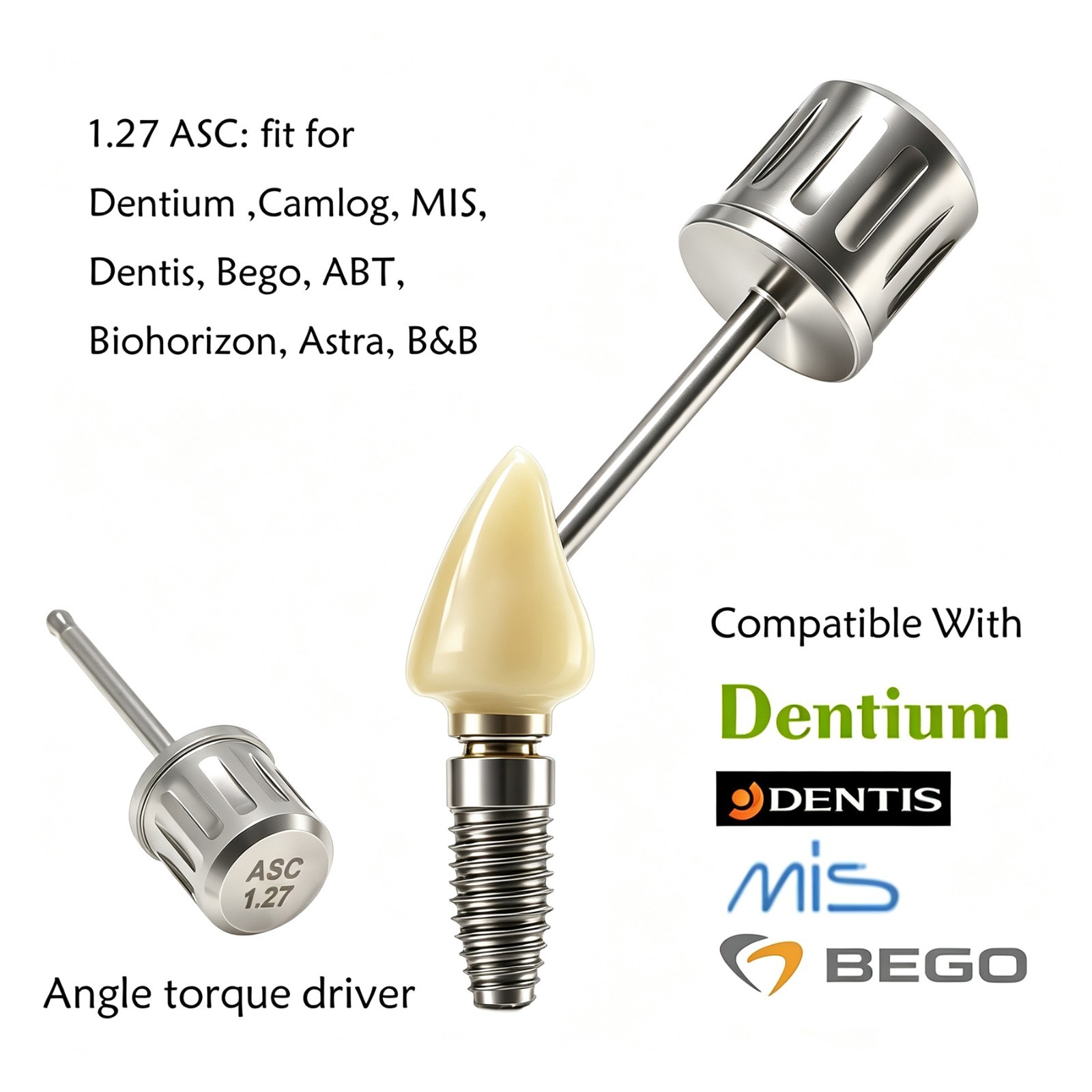 Implant Screwdriver for Angulated Screw Channel ASC 1.27 for MIS Astra Dentis BB