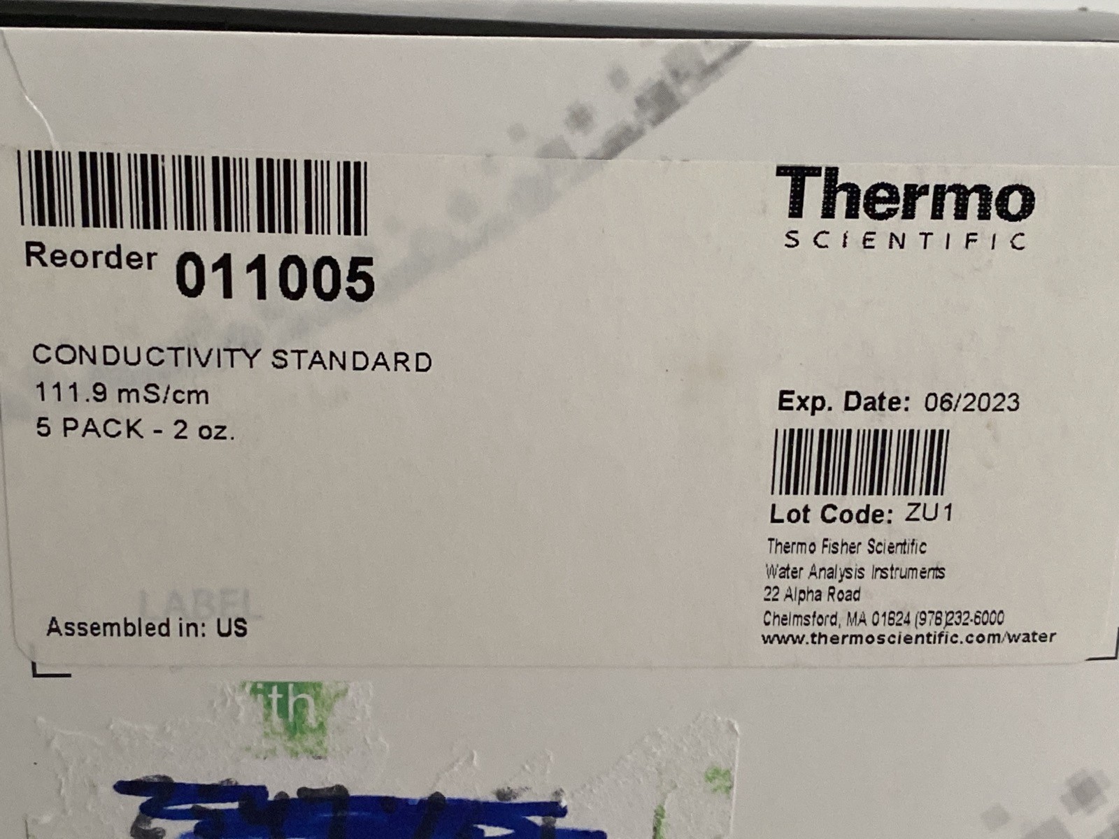 NOS (5) THERMO ORION Conductivity TDS Standard Solution 5x60mL 111.9mS/cm 011005