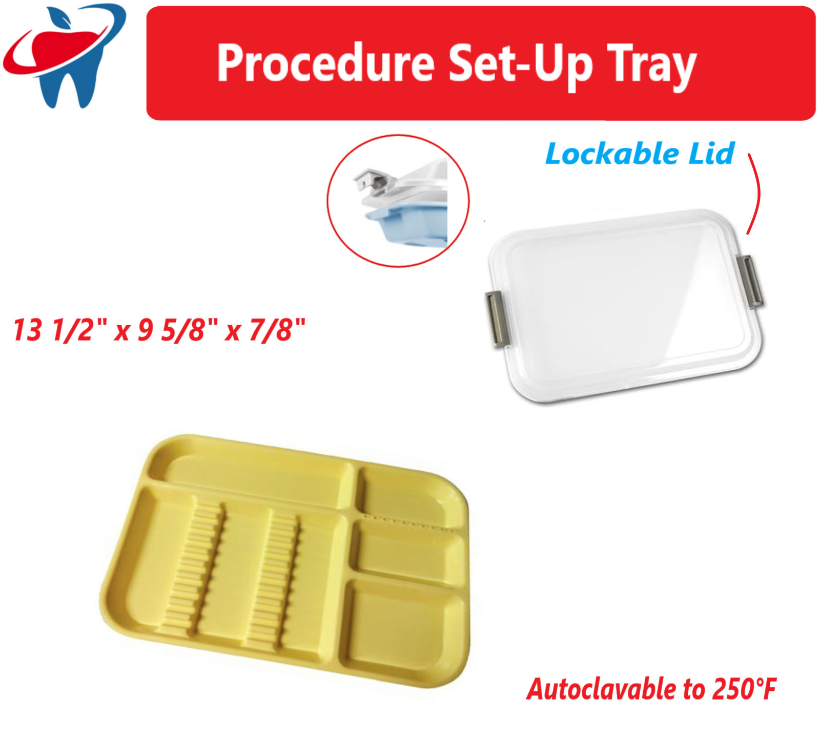 Dental SetUp B Tray Divided Tray, Lockable Trays with Lockable Lid – Combo Kit