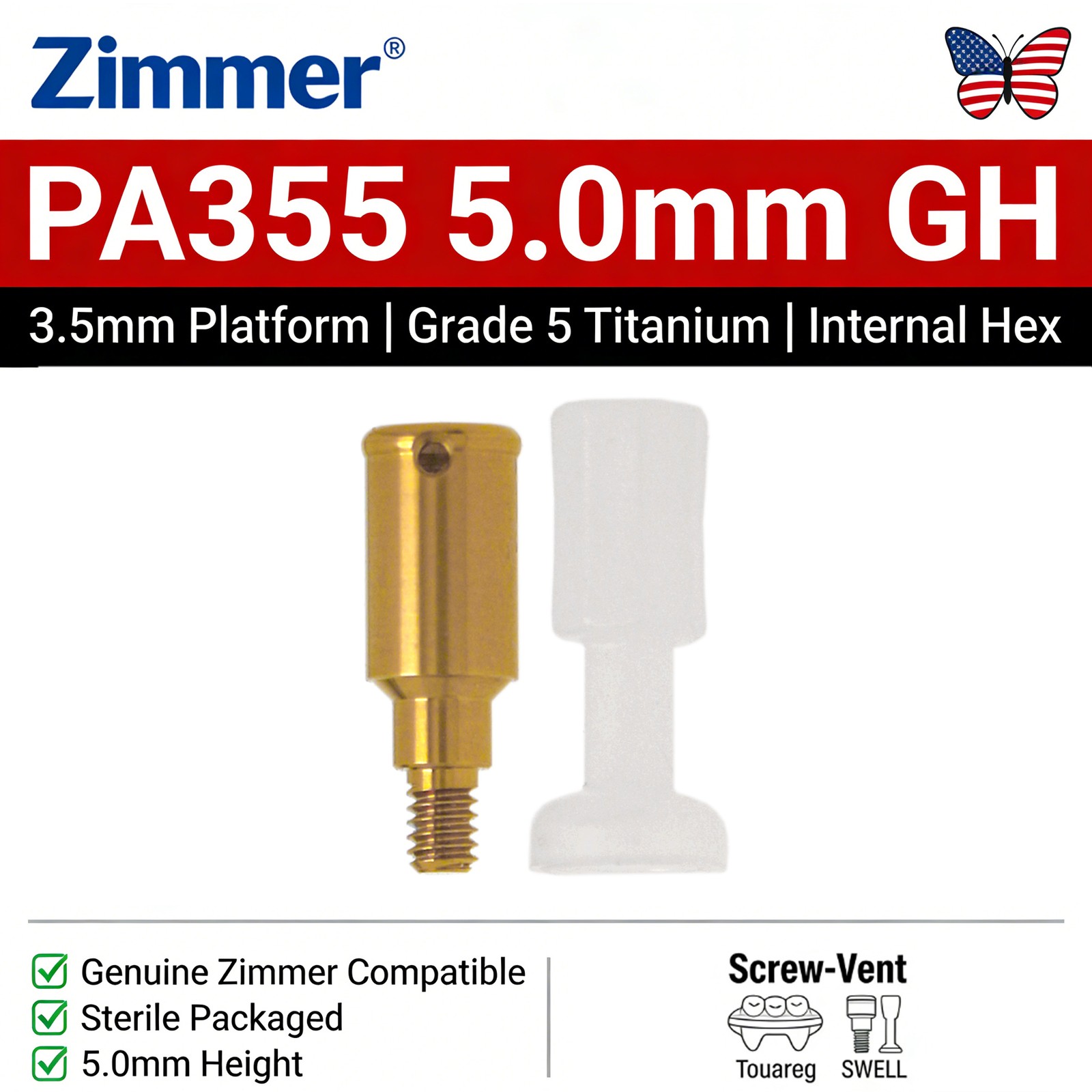 US LOCATOR Abutment Anchor for Zimmer 3.5/4.5 Platform TSV/BEGO/Cortex/Adin/MIS