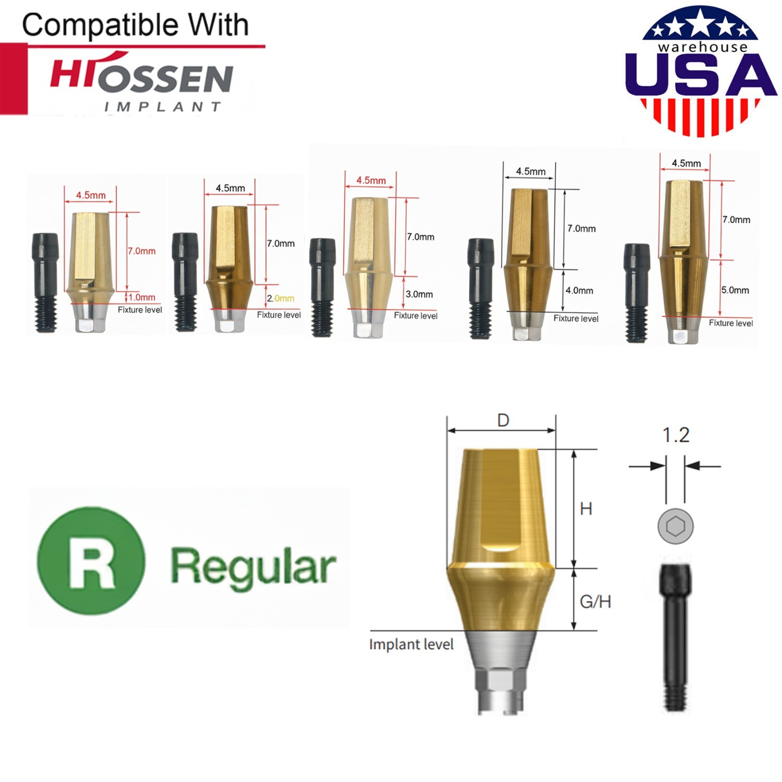 Titanium Straight & 17° Angled Transfer Abutment Compatible Osstem TS/Hiossen ET