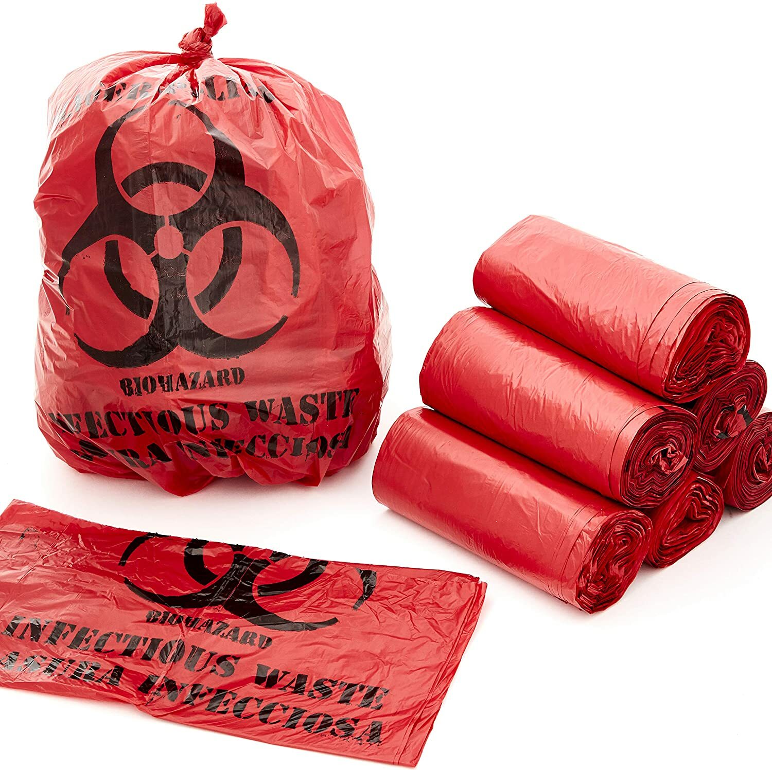 10 Gallon Biohazard Bag for Infectious Waste Trash Liners, Red