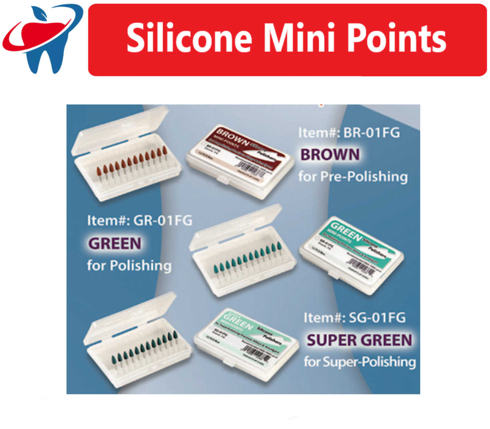 SHOFU Type Dental Mini Points, FG Greenie Brownie Point Pre-Polishing, Polishing