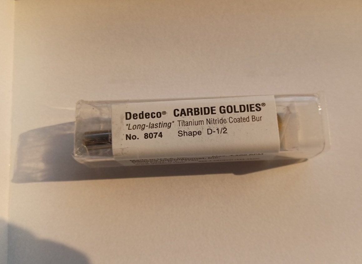 Dedeco Euro Goldies D-1/2 Lathe Type Carbide Bur 1/4 Shank Titanium Nitride NEW