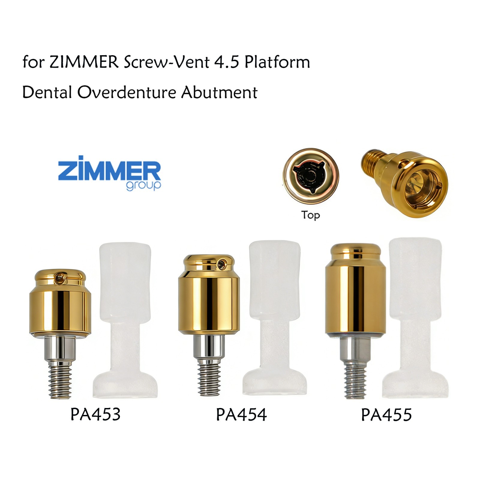 Dental PA3.5 4.5 Attachment Abutment Male Cap for Zimmer Removable AH=3/4/5mm
