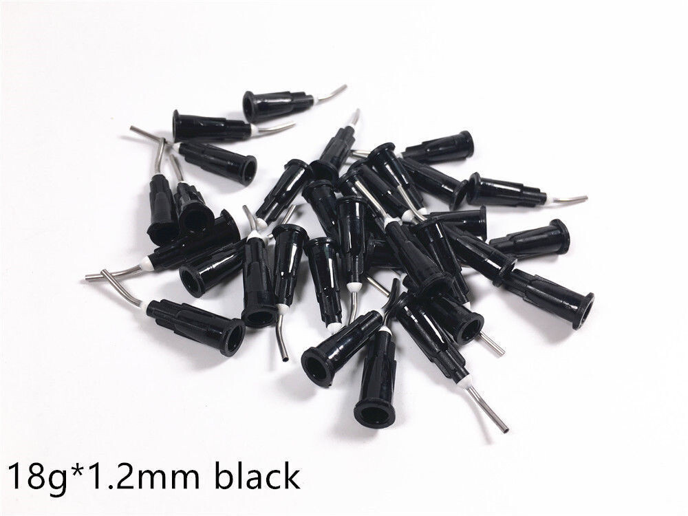 Dental Flow Resin Pre-Bent Syringe Tip Etch Delivery Tips 18G–1.2mm Black