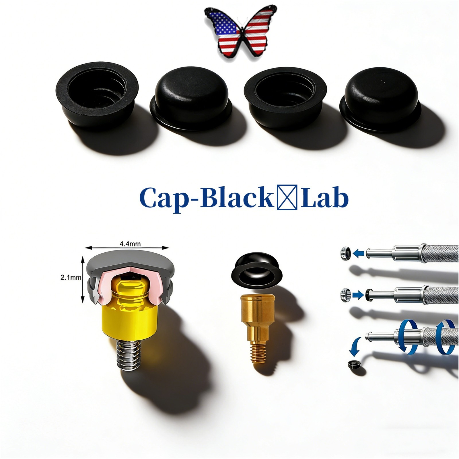 US Dental Zest Locator Classic PEEK Retention Inserts Male Caps for Overdenture