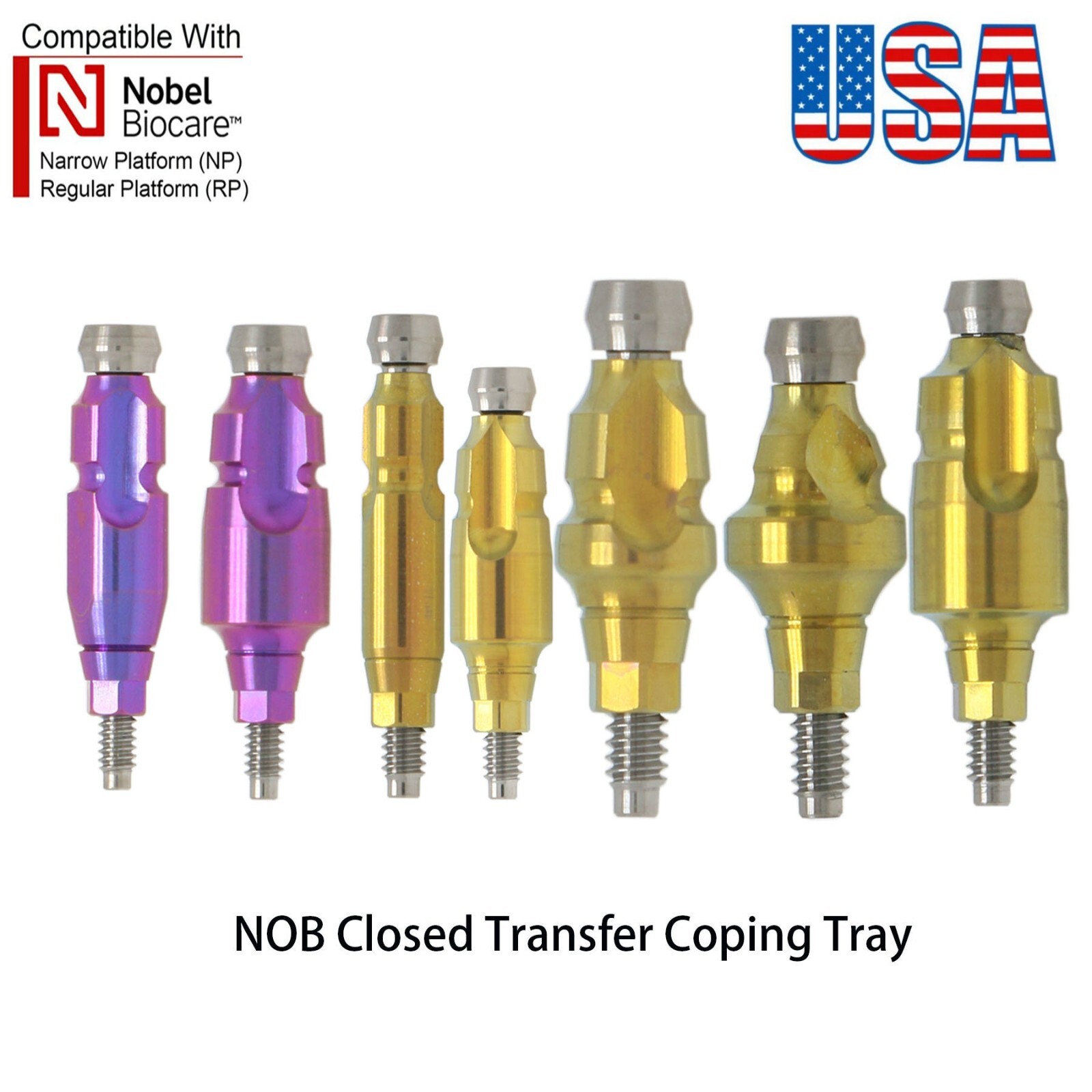 US Dental for Nobel Biocare Active Impression Transfer Coping Closed Tray NP/RP