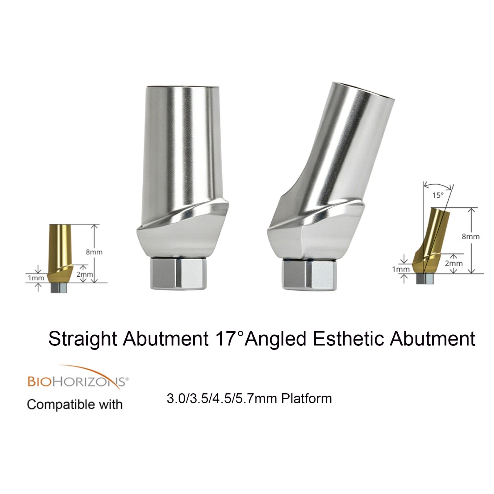 BioHorizons Locator/Straight/Angled Esthetic Abutment 3-5.7mm Dental Lab Analog