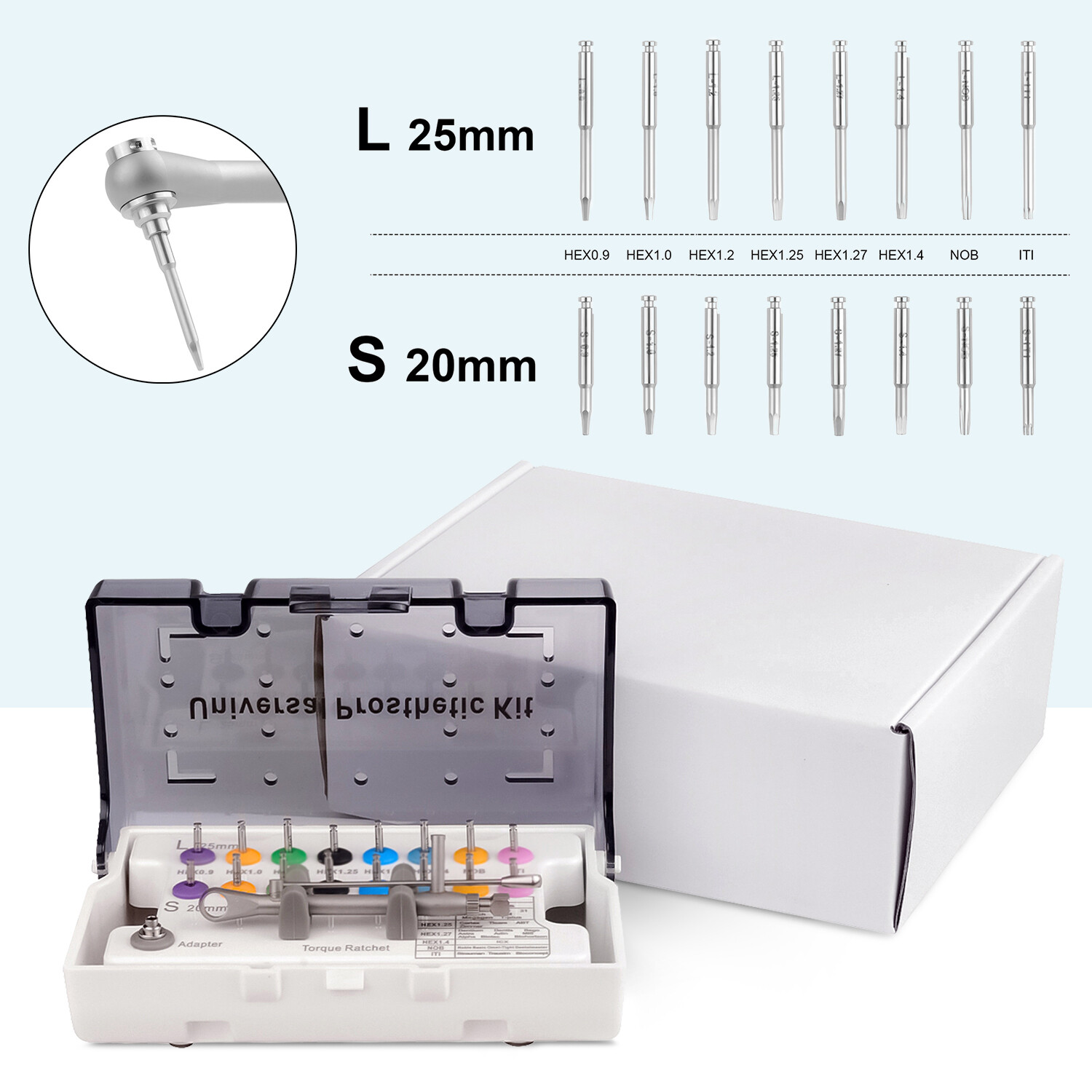 Universal Implant Repair Prosthetic Restoration Tool Kit Screwdrivers Wrench L/S