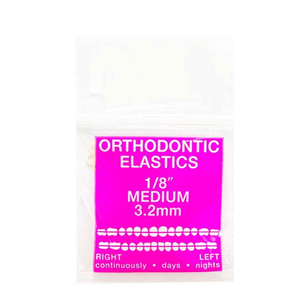 JMU Orthodontic Latex Elastics, Medium 1/8″, Yellow, 100/Bag