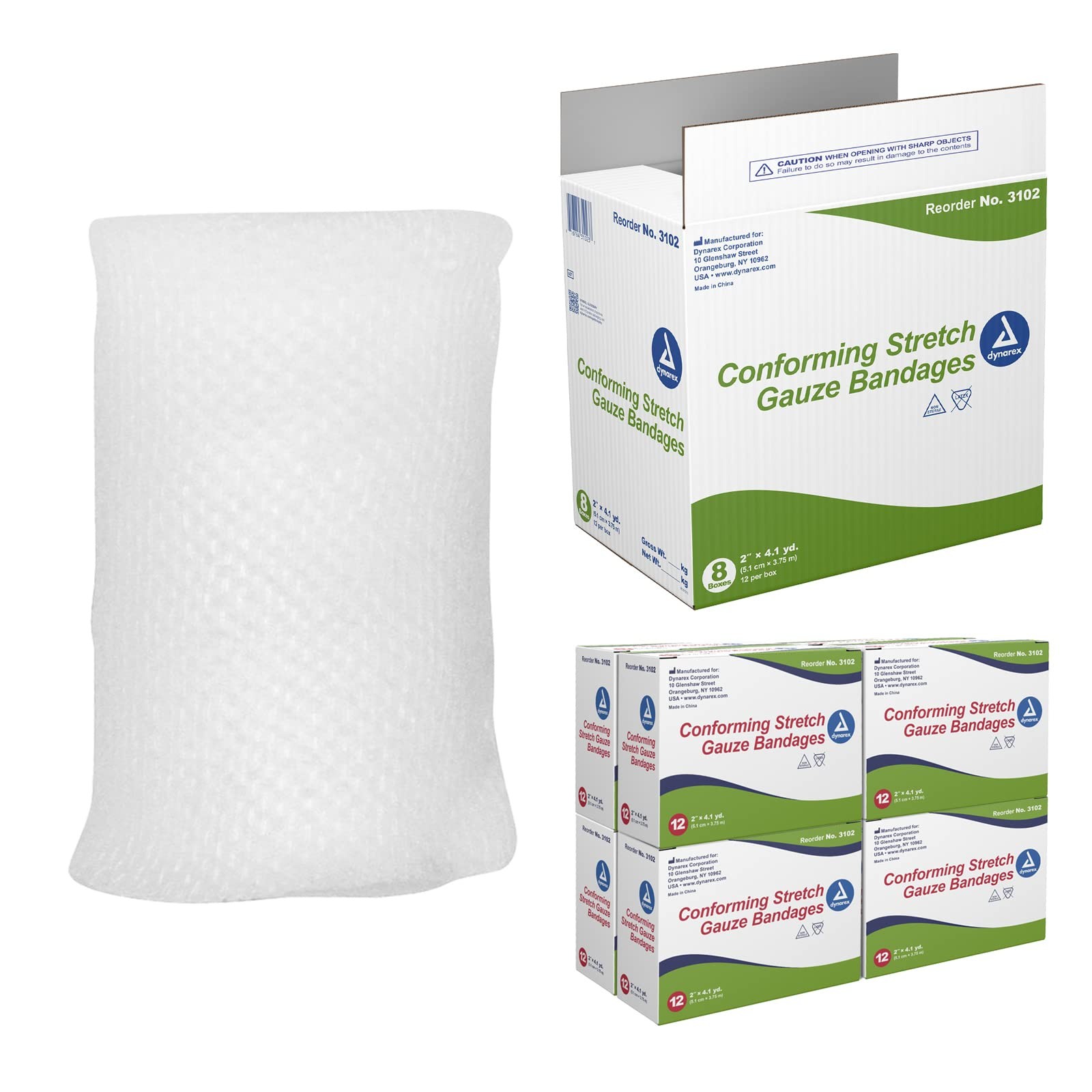 Dynarex Stretch Gauze Bandages, 2″ x 4.1 yds, Non-Sterile & x yds